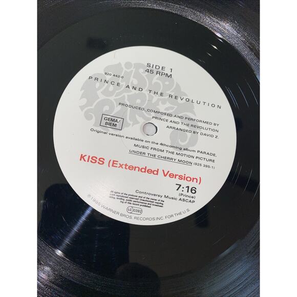 PRINCE - KISS - 1986 12” Record 45 RPM - PAISLEY PARK (Mint) - Picture 7 of 10